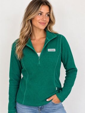 Magellan Outdoors Women’s Green Waffle Fleece 1/4 Zip Pullover Size S